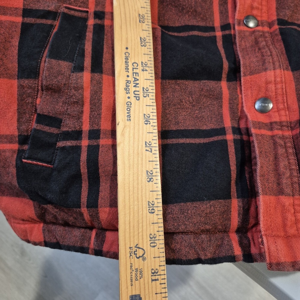 Carhartt Flannel Shirt Jacket Mens 2XL Red Buffalo Check Sherpa Lined Shacket - Picture 11 of 11